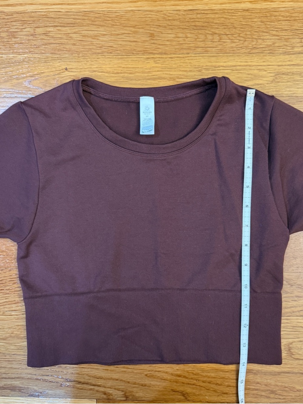 Offline by Aerie Seamless Crop Top Tee Shirt in Brown - Size Small - Picture 4 of 7